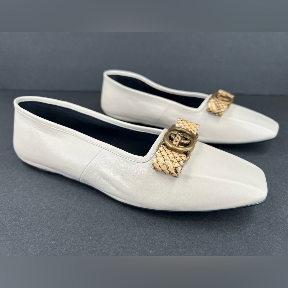 Gucci Double G Interlocking Python Snakeskin Ballet Ballerina Flats Size EU 38 - Picture 11 of 11